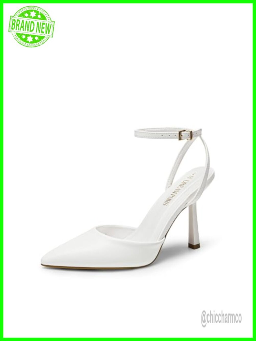 Closed Toe Heels Ankle Strap Pumps 3.94-Inch High Heels Party Wedding Dress